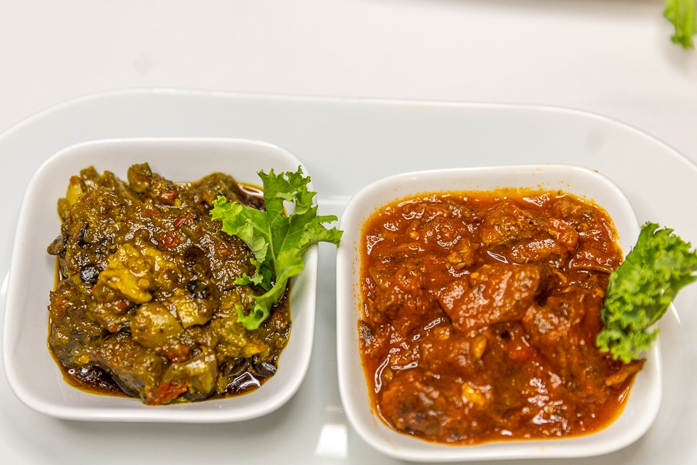 BBQ dishes — rich egusi and tomato stews